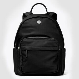 Tory Burch $350 Nylon Backpack Black Lightweight Purse Bag 173559 Pockets